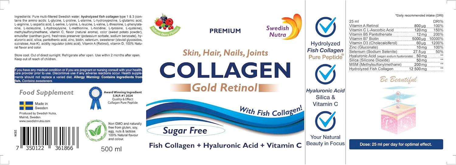 Swedish Nutra Gold Retinol Collagen 12,000 mg