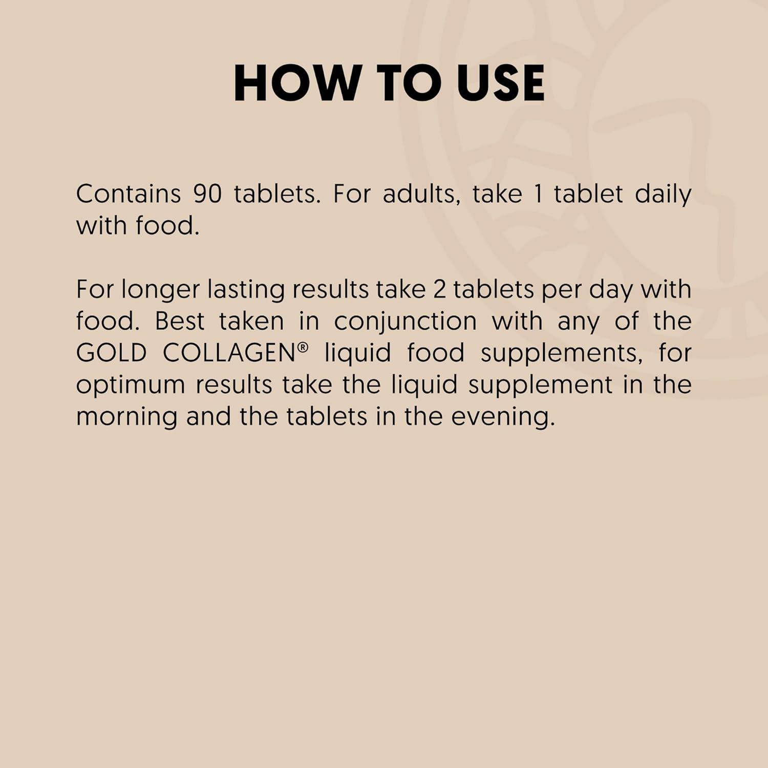 Instructions for using a supplement with text on a beige background