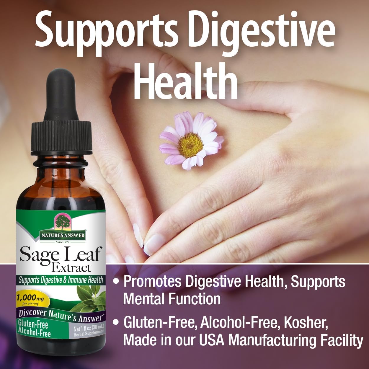 Nature’s Answer Sage Leaf Extract, Alcohol-Free – 1,000 mg, 30 ml