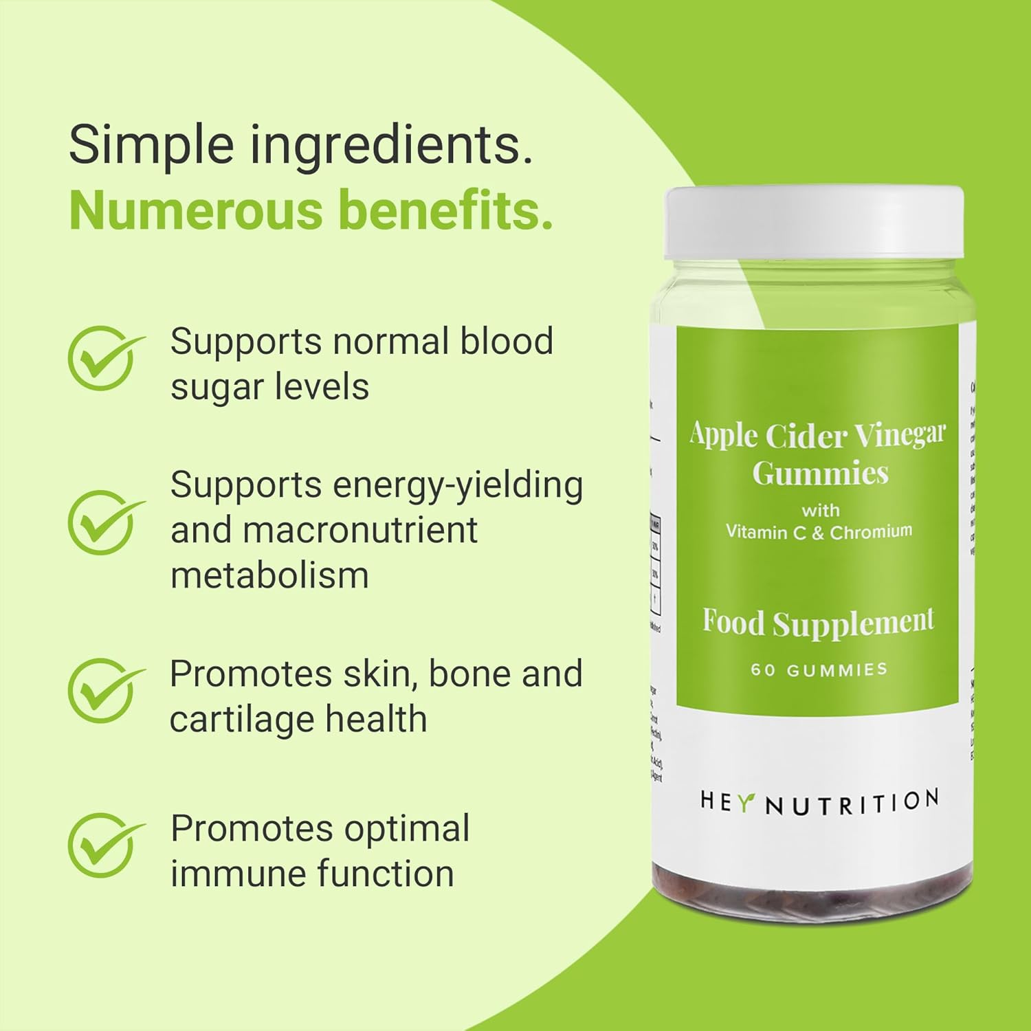 Hey Nutrition Apple Cider Vinegar Gummies - 60 Count