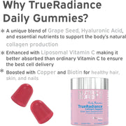 Nutriburst TrueRadiance Collagen Support Gummies jar, blueberry, 60 count.