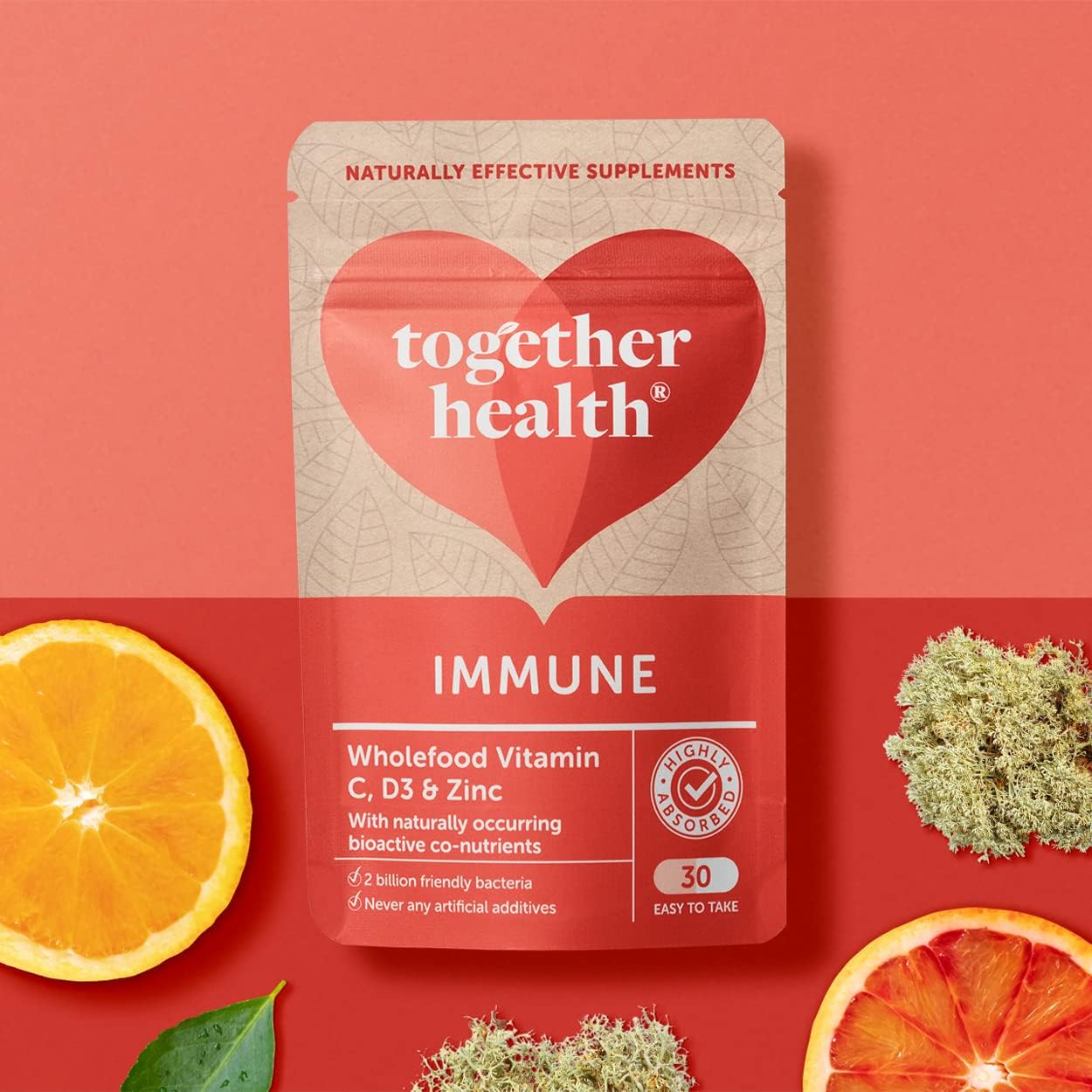 Together Health Immune Support Complex: Zinc, Vitamin C, D3, Probiotic - 30 Caps