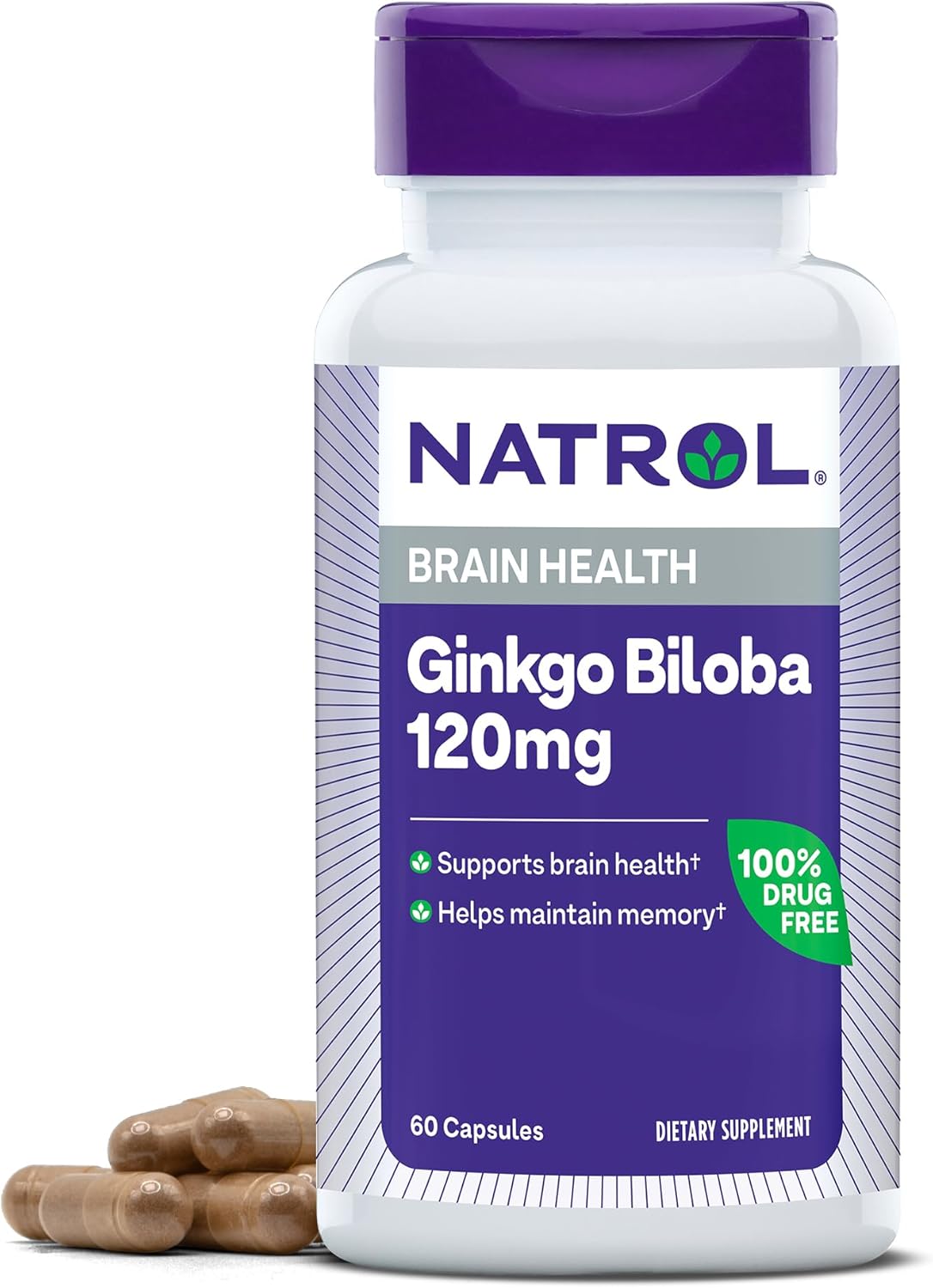 Natrol Ginkgo Biloba 120mg capsules supplement bottle 60 capsules
