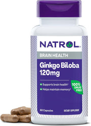Natrol Ginkgo Biloba 120mg capsules supplement bottle 60 capsules