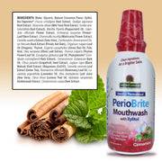 Nature’s Answer PerioBrite Cinnamint mouthwash ingredients and directions 480ml