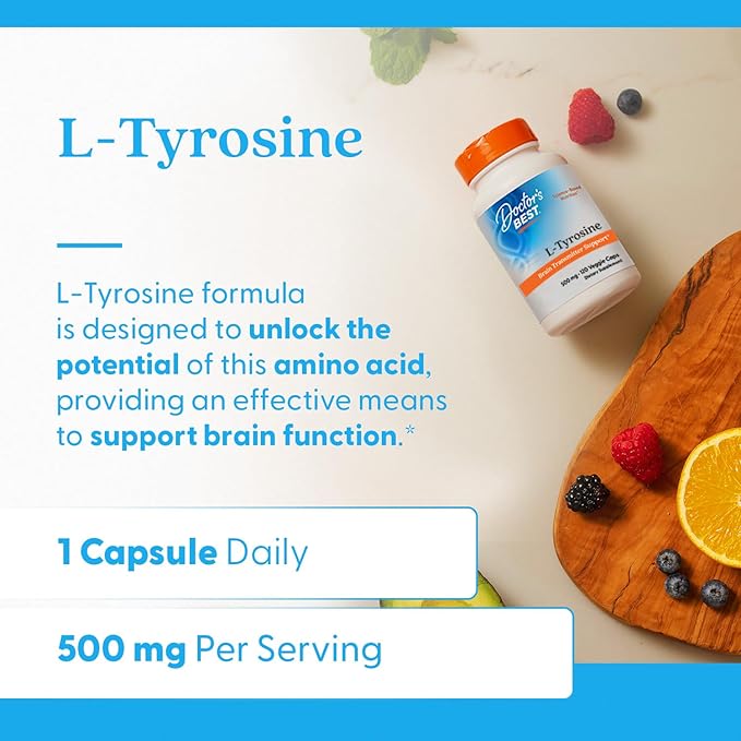 Doctor's Best L-Tyrosine 500 mg, 120 vegan capsules, benefits