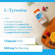 Doctor's Best L-Tyrosine 500 mg, 120 vegan capsules, benefits