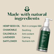 ingredients image: Balmonds Hydrating Body Oil 200ml ingredients hemp lavender calendula oils