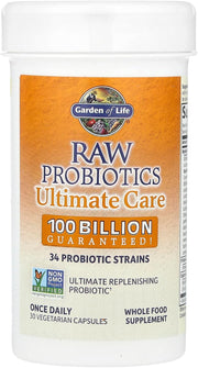 Garden of Life Raw Probiotics bottle, 100 Billion CFU, 30 capsules.