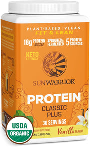 Sunwarrior Classic Plant Protein tub, Organic Vanilla flavour 750g