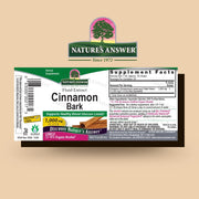 Natures Answer Cinnamon Bark supplement label on a beige background