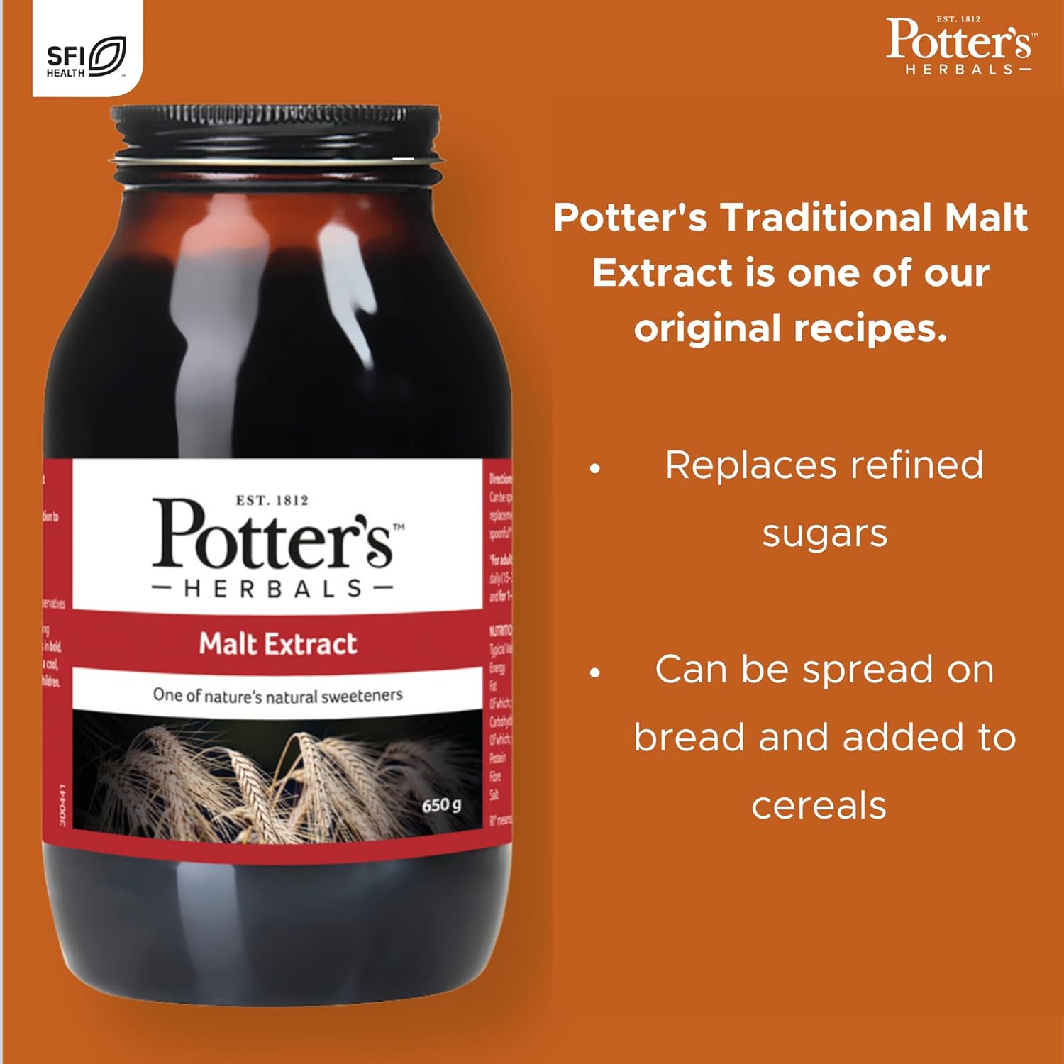 Potters Herbals Malt Extract Natural Sweetener - 650g