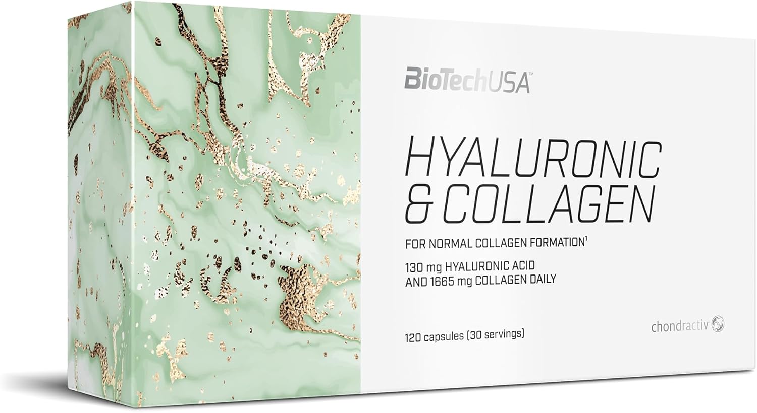 BioTechUSA Hyaluronic and Collagen capsules supplement bottle 120 count quantity