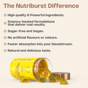Nutriburst Vegan Vitamin D3 and K2 Gummies bottle, lemon flavour, 60 count.