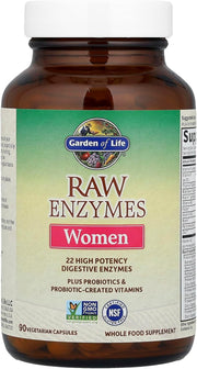 Garden of Life RAW Enzymes for Women bottle, 90 capsules.