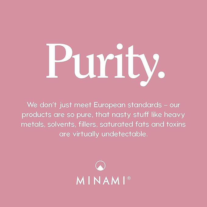 Supplement facts and usage instructions for Minami MorDHA Prenatal DHA & EPA softgels on white background.