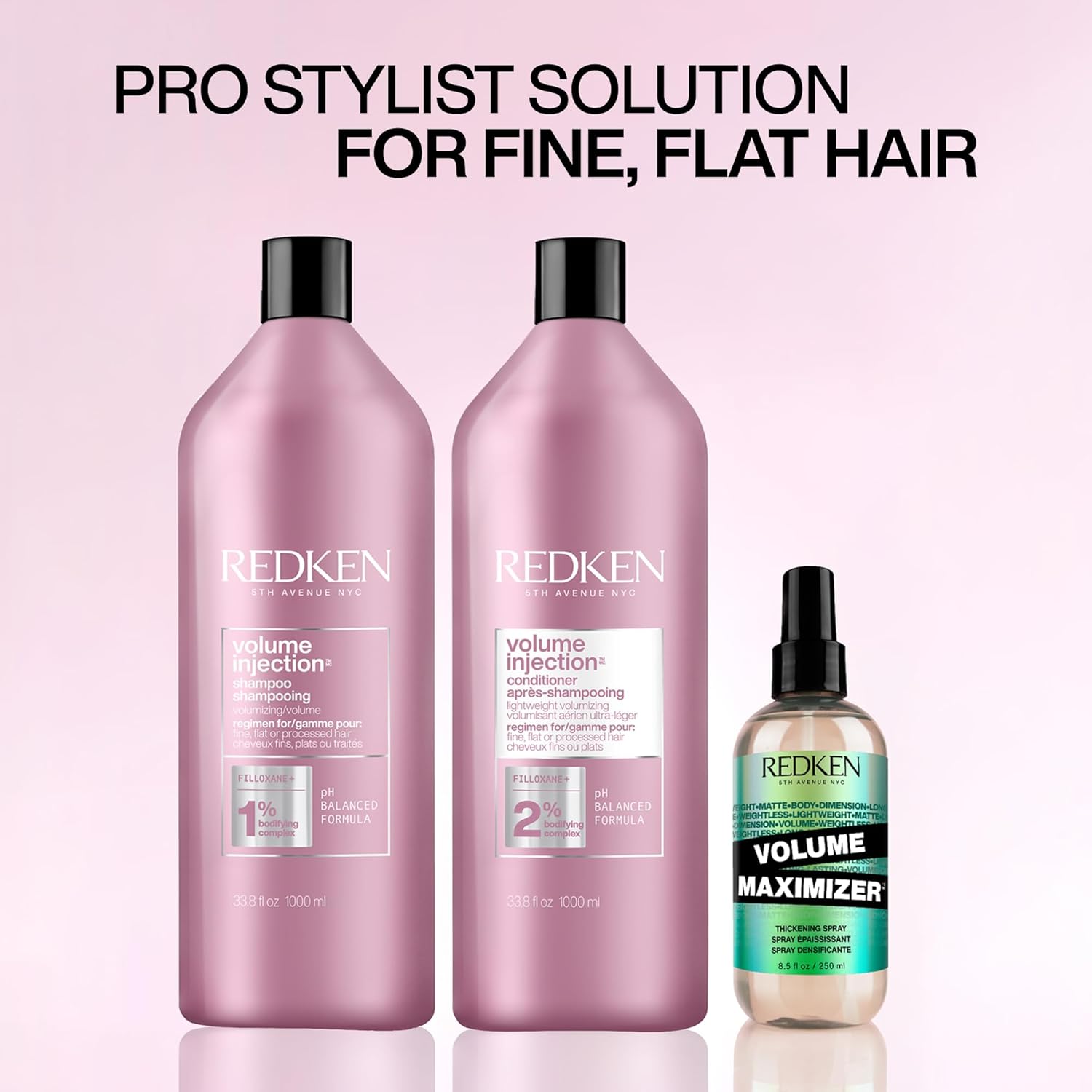 Redken Volume Injection Conditioner for fine hair, 1000ml bottle, variants.