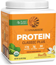 Sunwarrior Classic Plant Protein tub, Organic Vanilla flavour 375g
