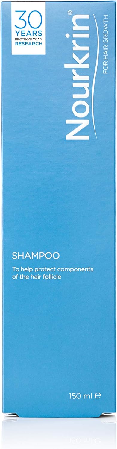 Nourkrin Hair & Scalp Care Shampoo box, 150ml, on white background.