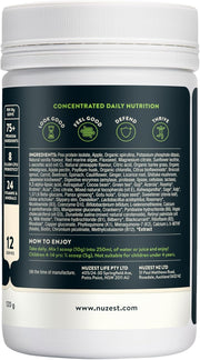 Full ingredients and nutrition panel for Good Green Vitality powder