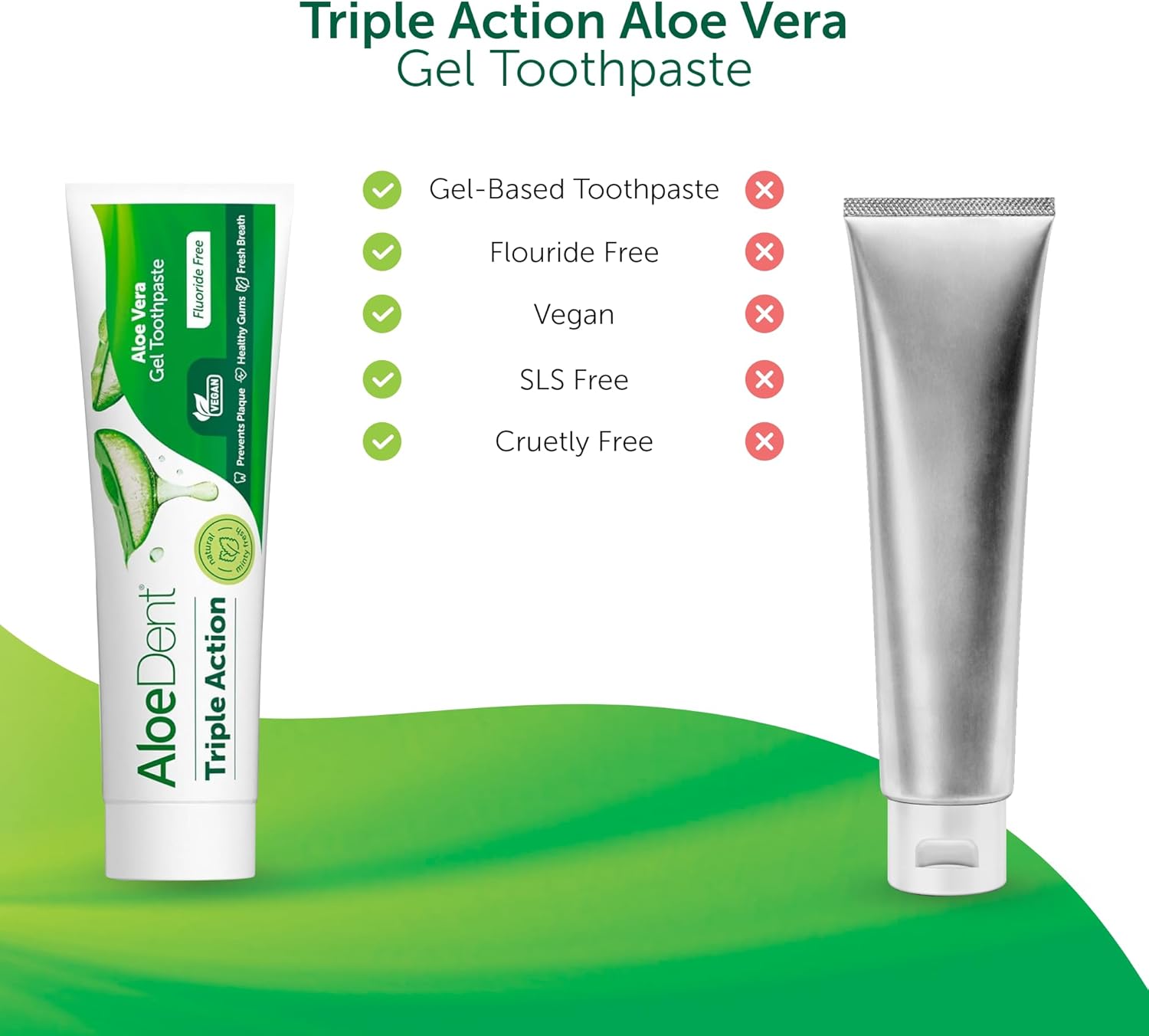 Aloe Dent Triple Action Aloe Vera Toothpaste Fluoride Free - 100ml versus other brands