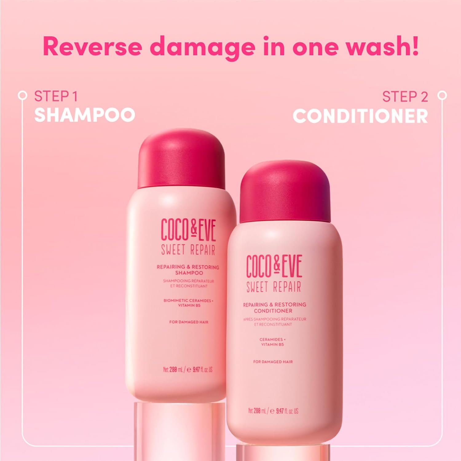 Coco & Eve Sweet Repair Shampoo with Ceramides & Vitamin B5 - 280ml & conditioner.