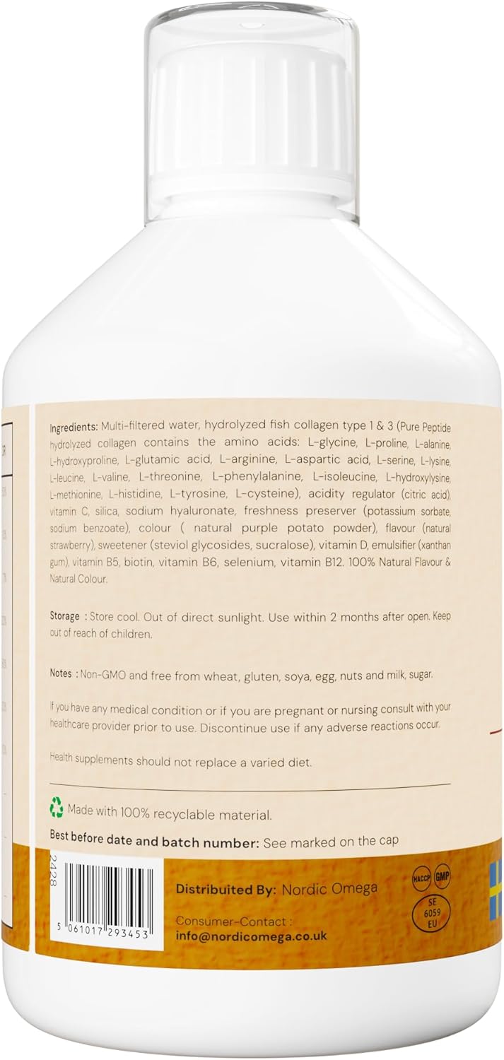 Nordic Omega Marine Collagen 10 liquid berry 500ml barcode packaging
