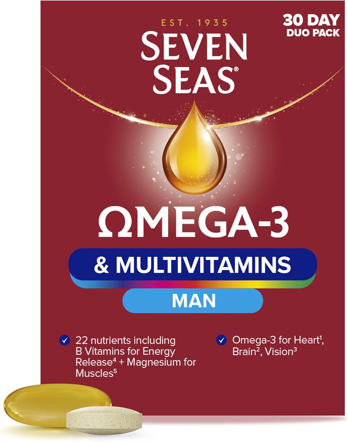 Seven Seas Omega-3 & Multivitamins for Men - 30-Day Duo Pack