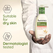 Aveeno Daily Moisturising Yogurt Body Cream pump bottle, 300ml, with apricot and honey.