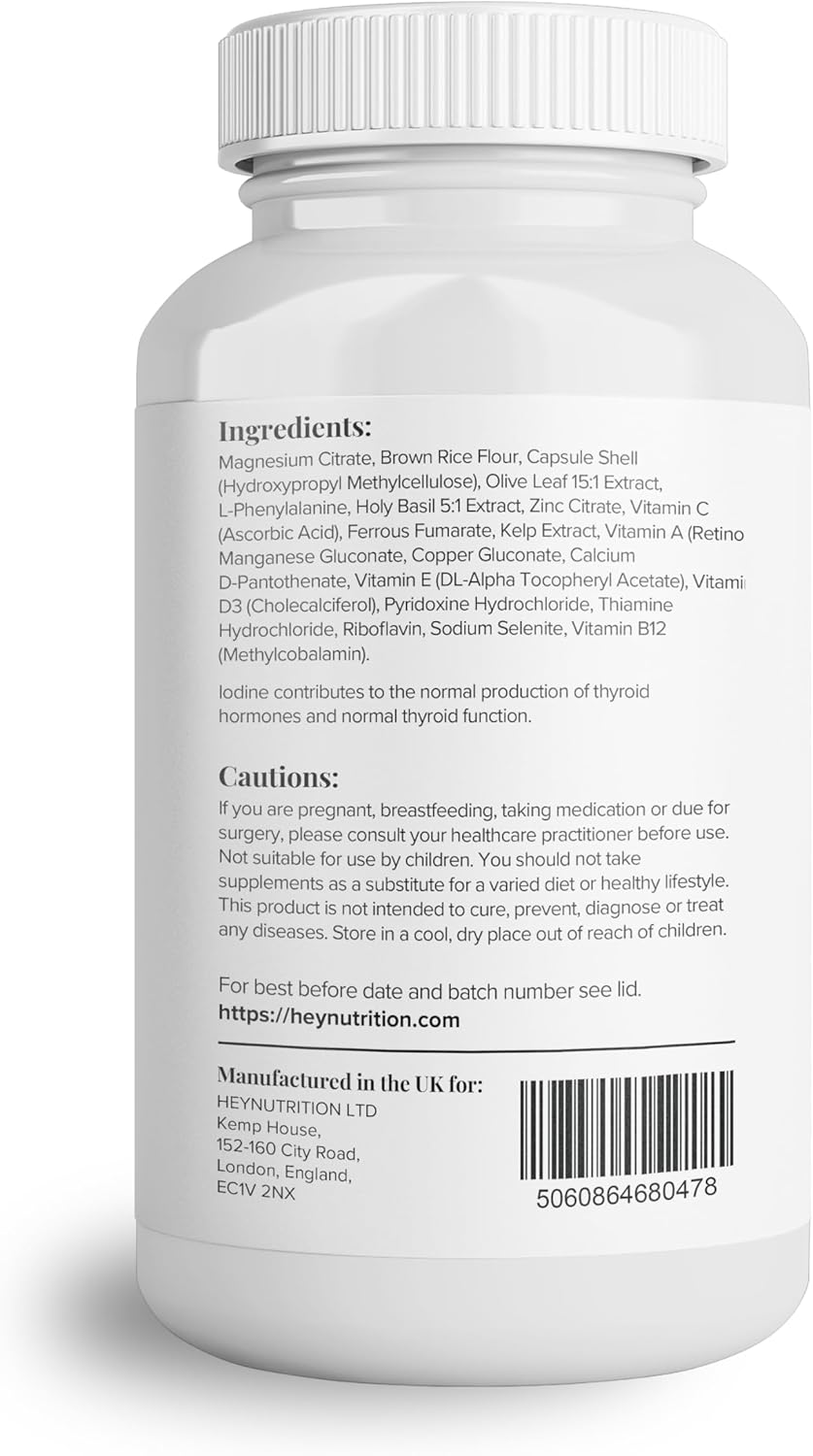 Ingredientd, cautions and barcode panel for mineral and vitamin complex.