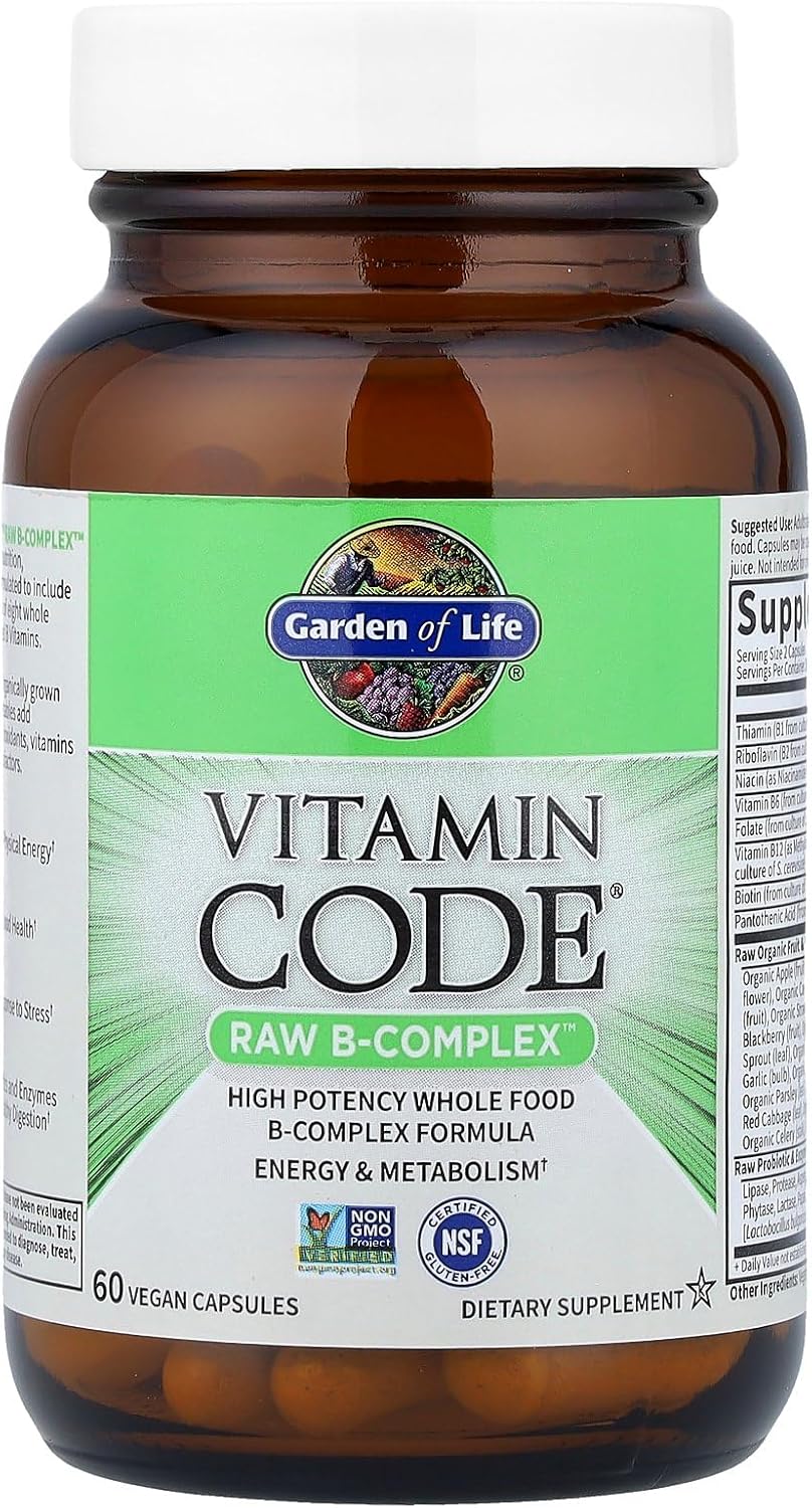  Bottle of Garden of Life Raw B Complex vitamin, 60 vegan capsules.