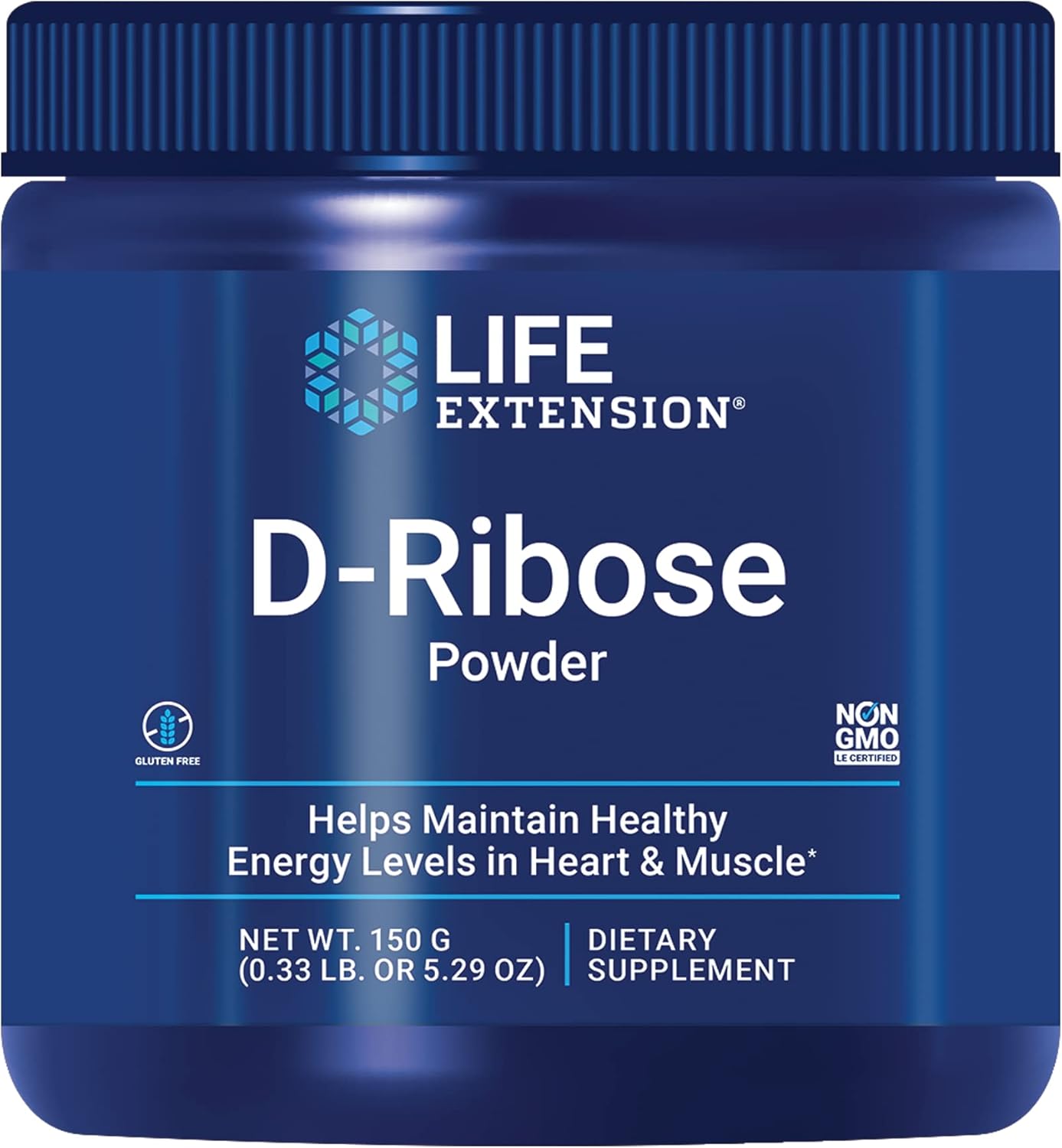 Life Extension D-Ribose Powder 150g container supplement