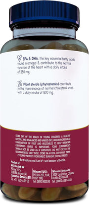Supplement facts label for Minami MorEPA showing plant sterols, EPA, and botanical extracts.