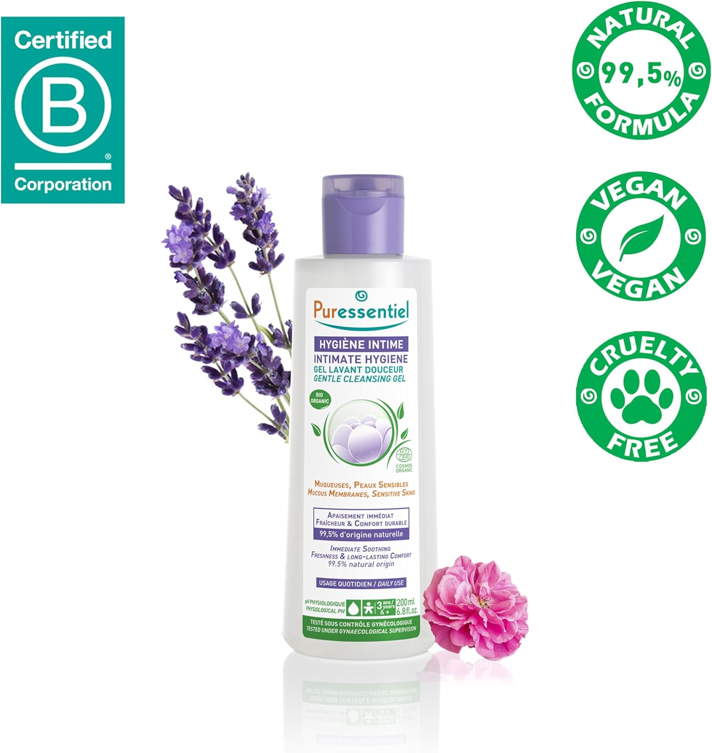 Puressentiel Organic Intimate Hygiene Gel tube, 200ml, with Aloe Vera.