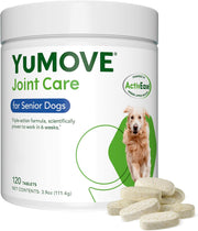 YuMOVE Joint Support Supplement for Senior Dogs, 120-count tub.