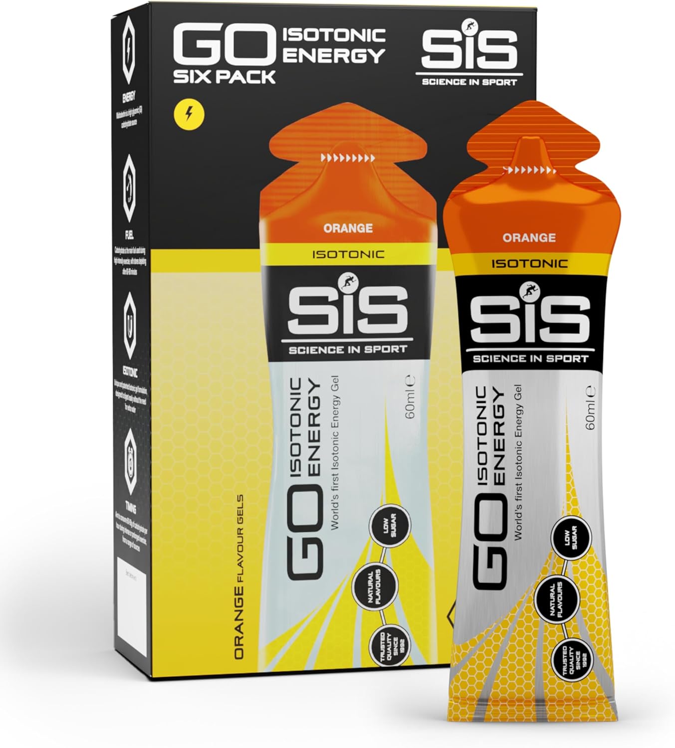 SIS Science in Sport GO Isotonic Energy Gel Orange, 6-pack.