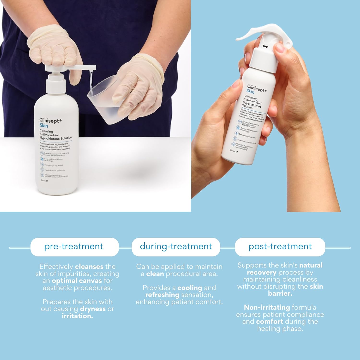 Clinisept+ Post-Treatment Skin Spray - Gentle Hypochlorous Solution - 100ml