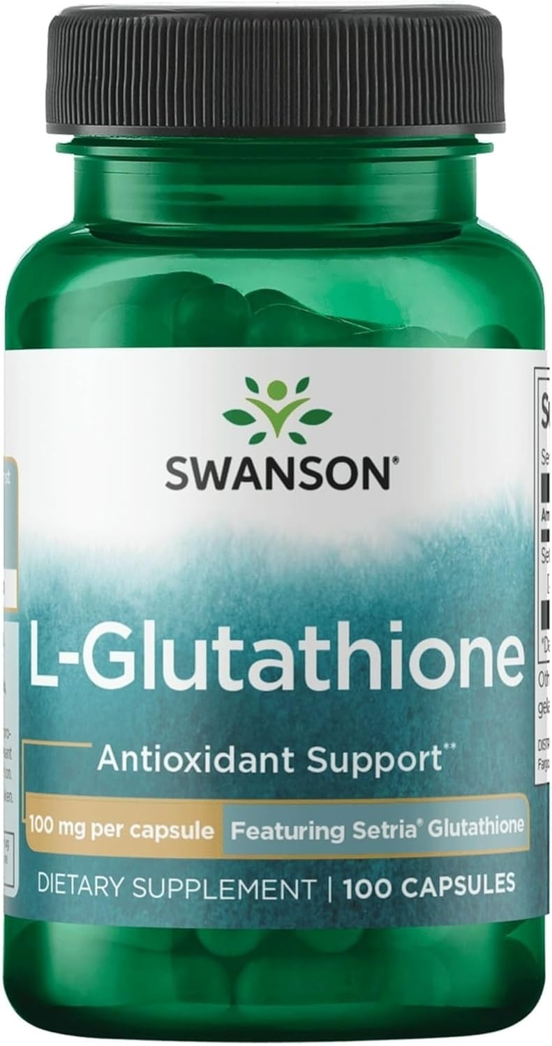 Swanson L-Glutathione 100 Capsules | 100 mg | Featuring Setria® Glutathione | Antioxidant Support