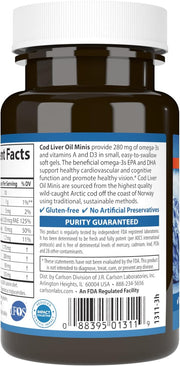 Barcode image: Carlson Cod Liver Oil Minis softgels barcode bottle 100 count
