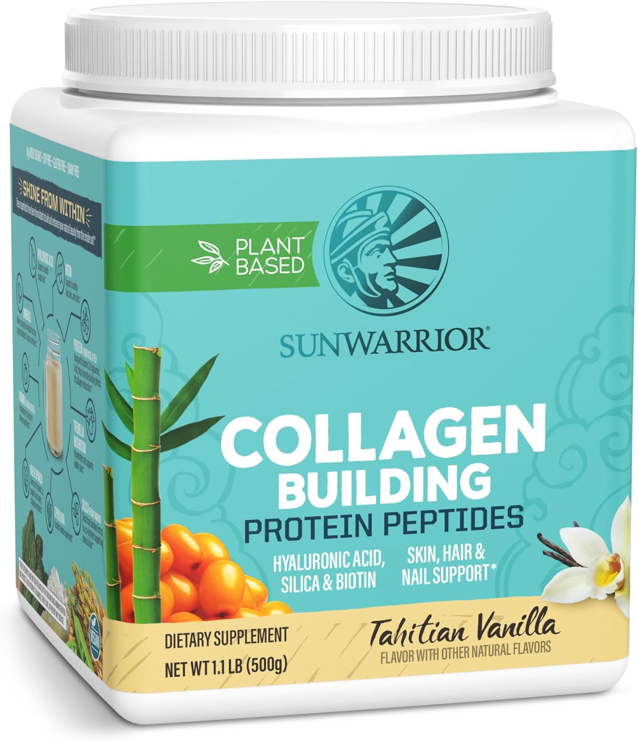 Sunwarrior Plant-Based Collagen Protein Powder 500g Tub - Tahitian Vanilla Flavour