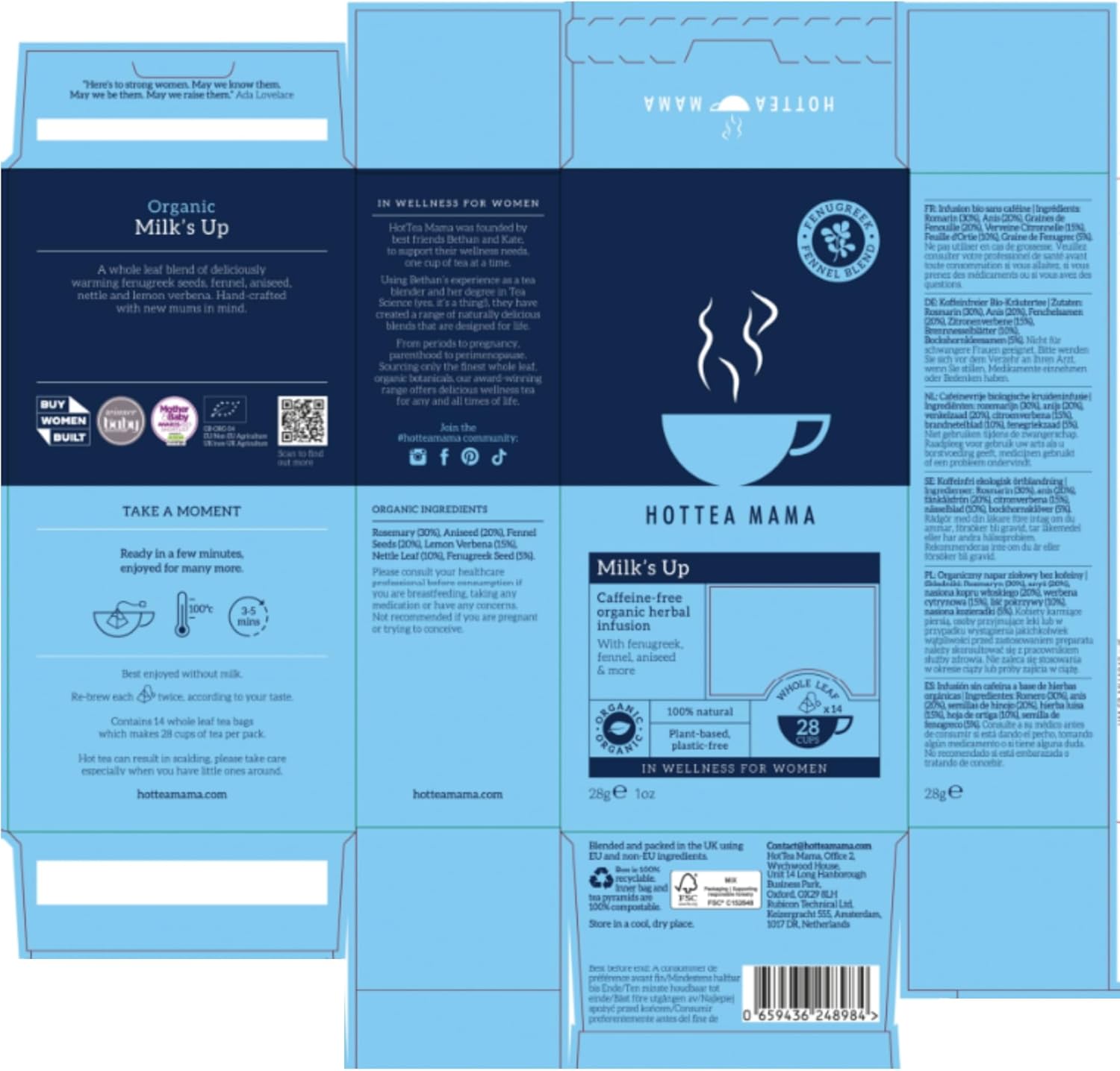 Barcode Image: Hottea Mama milks up tea 14 bags barcode packaging