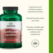Swanson Sunflower Lecithin supplement bottle with text on a white background