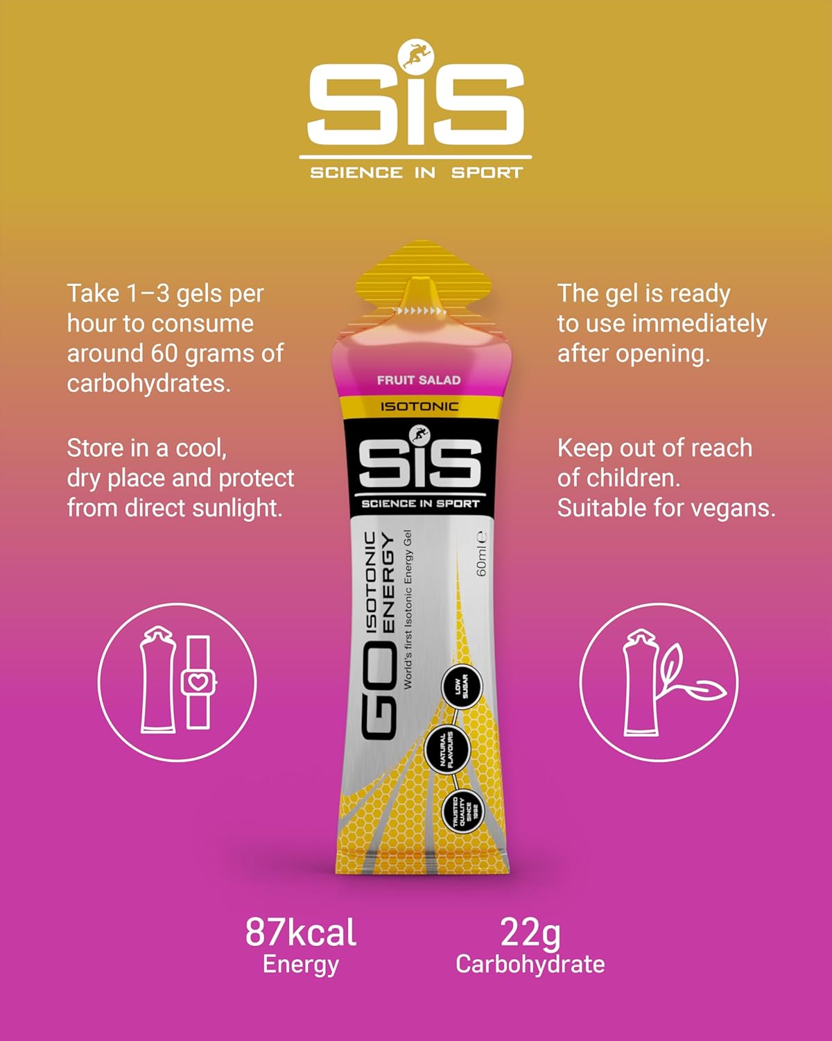 SIS Science in Sport GO Isotonic Energy Gel, Fruit Salad - 6 x 60ml