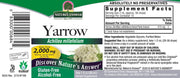 Nature's Answer Yarrow supplement label with text and graphics.
