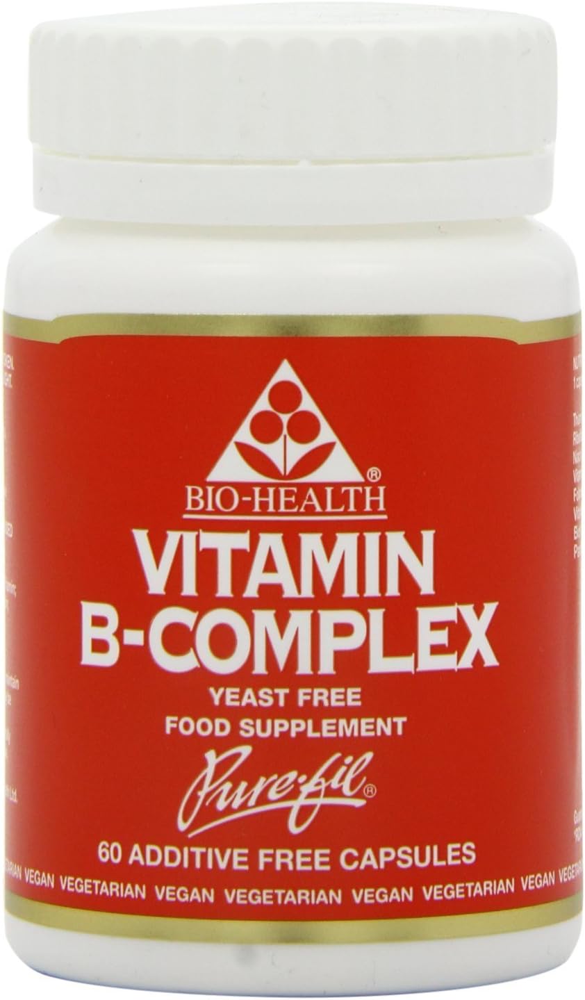 Bio-Health B-Complex vegan capsules bottle vitamin B supplement 60 capsules quantity