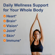 Lifestyle/use image: Carlson Cod Liver Oil lemon softgels daily routine omega supplement 180 count