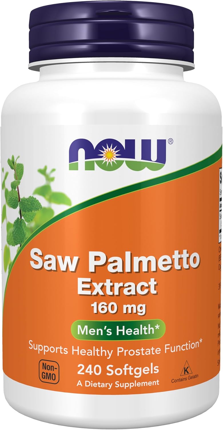 NOW Saw Palmetto Extract Softgels 160mg 240 count bottle front view