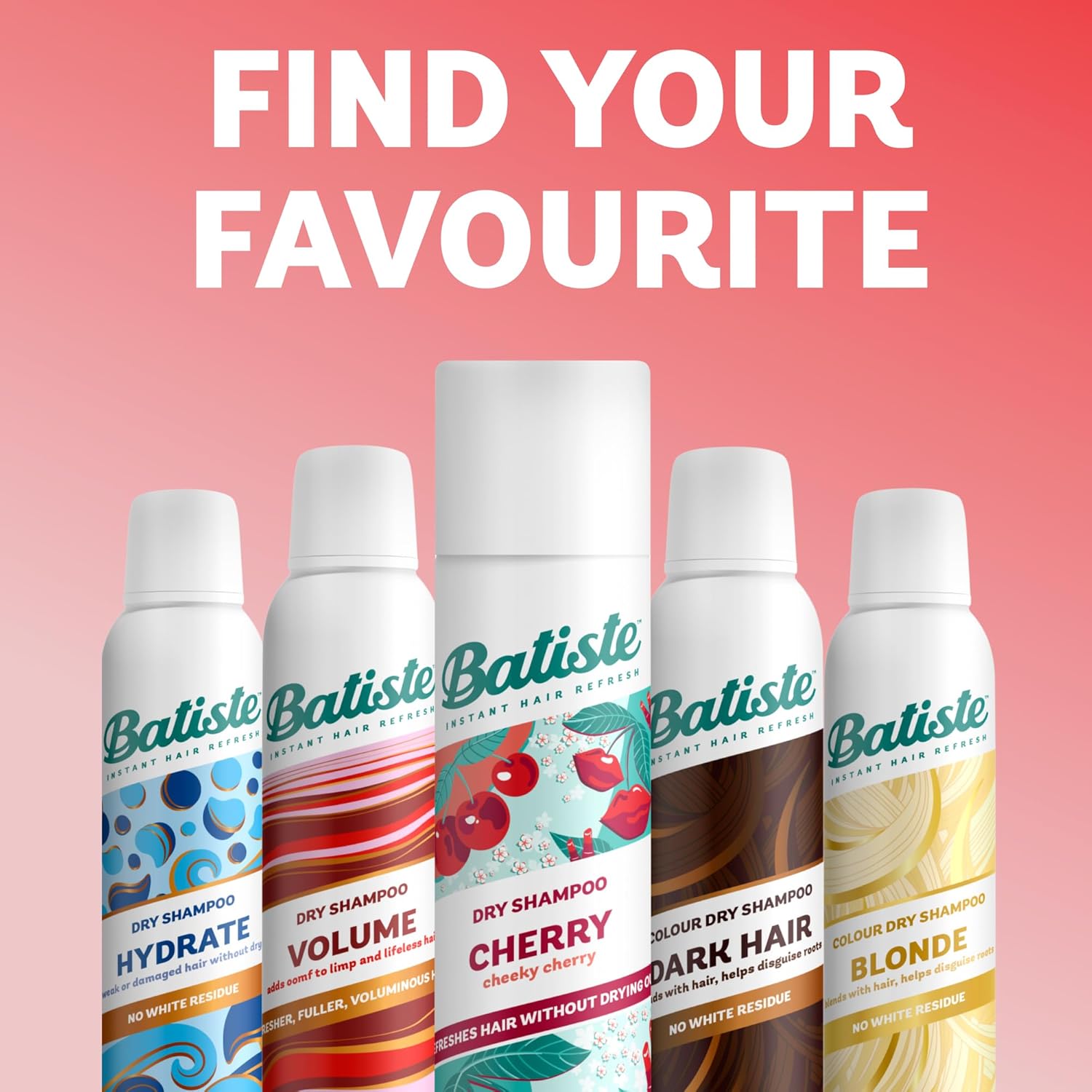 Batiste Cherry Cheeky Cherry Dry Shampoo - 200ml Vegan Fresh Hair Spray