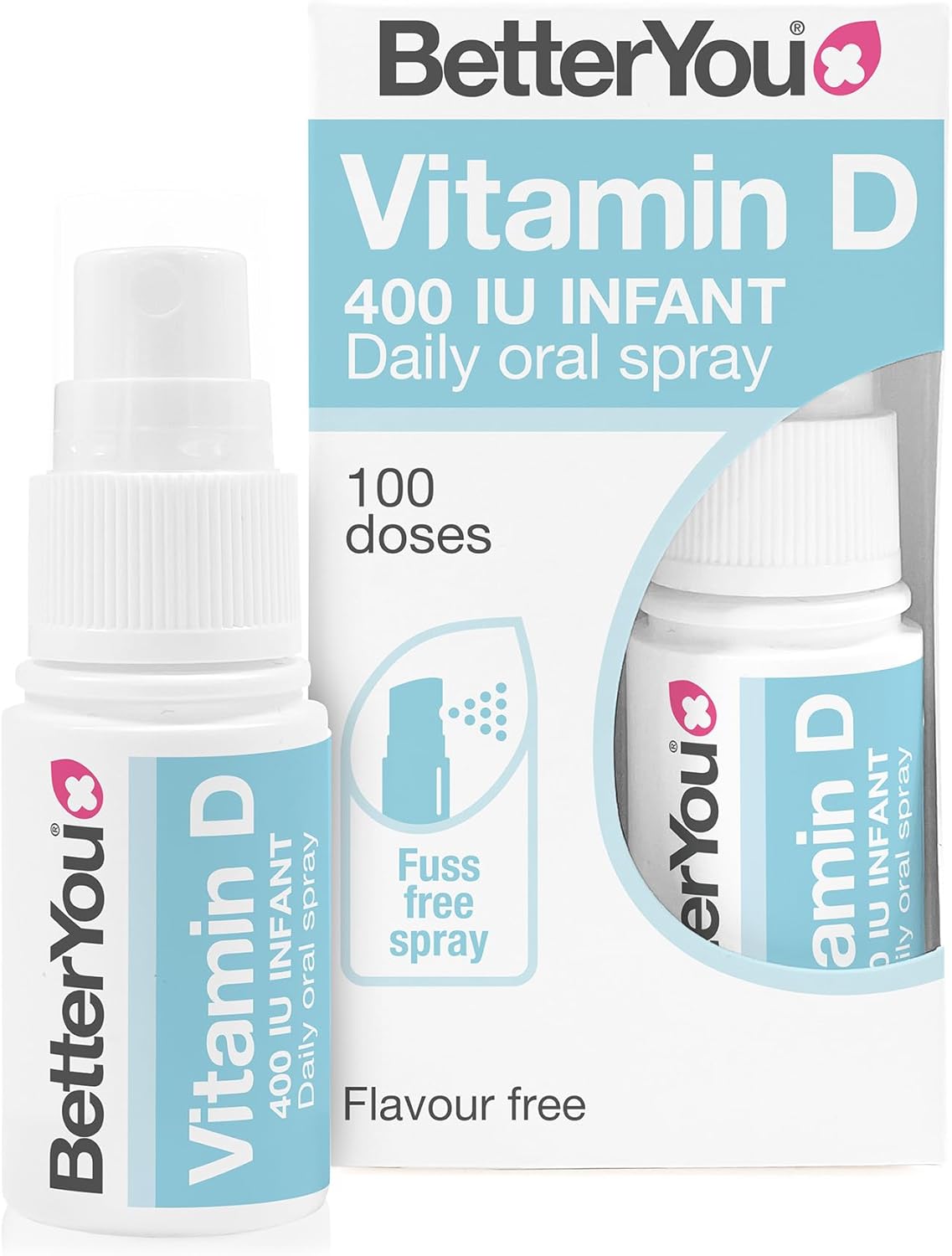 BetterYou Vitamin D Infant Oral Spray bottle & box, 15ml.