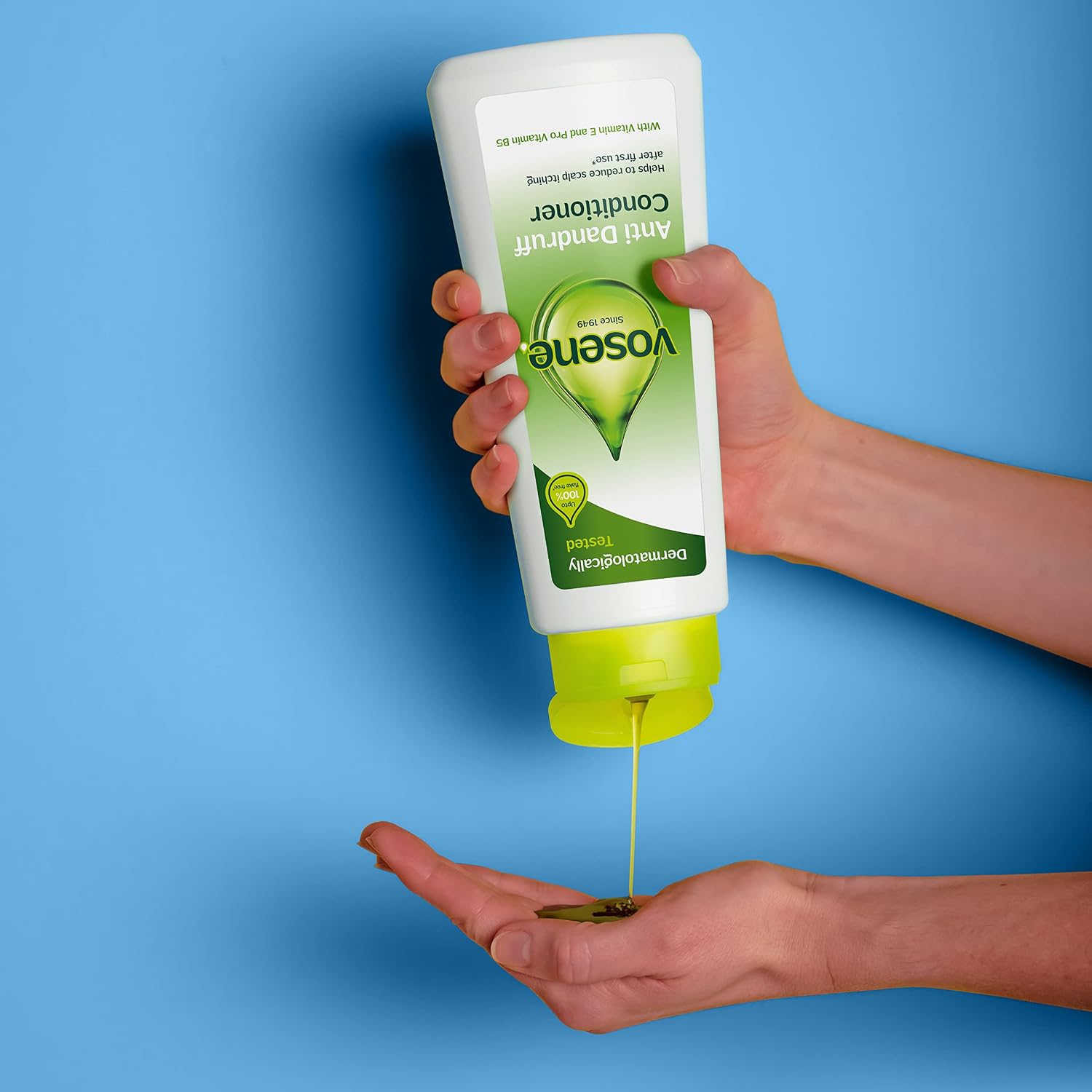 Vosene Anti-Dandruff Conditioner, plastic bottle packaging, no flavour, 300ml, directions for use